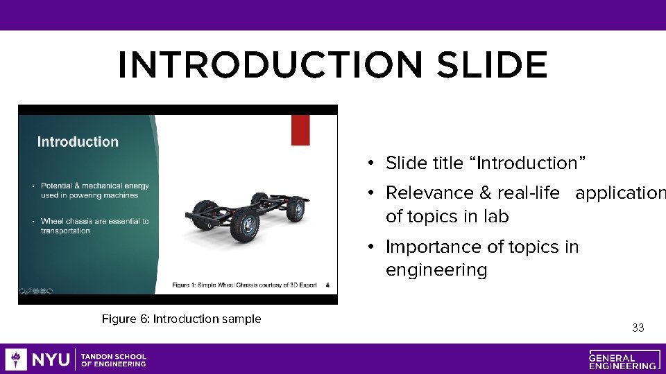 INTRODUCTION SLIDE • Slide title “Introduction” • Relevance & real-life application of topics in