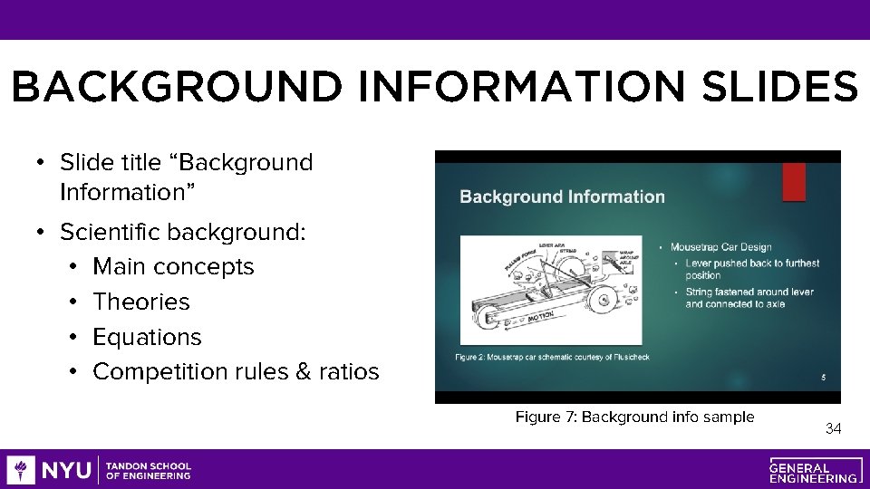 BACKGROUND INFORMATION SLIDES • Slide title “Background Information” • Scientific background: • Main concepts