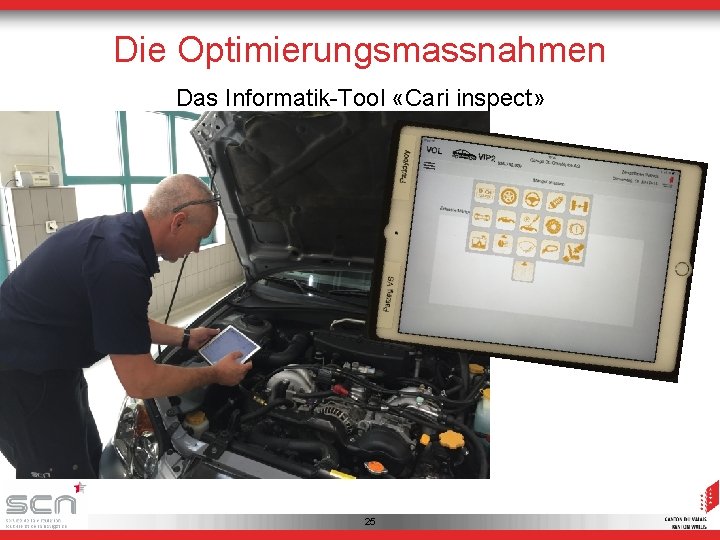 Die Optimierungsmassnahmen Das Informatik-Tool «Cari inspect» Foto Cari inspect 25 