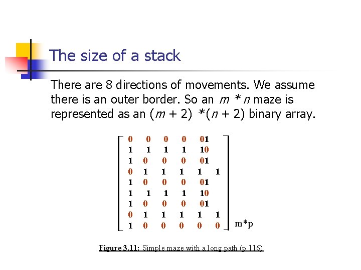 The size of a stack There are 8 directions of movements. We assume there The size of a stack There are 8 directions of movements. We assume there