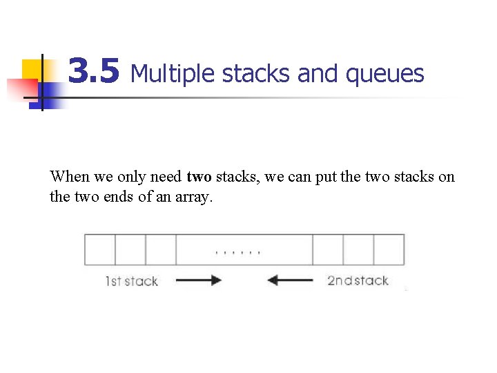 3. 5 Multiple stacks and queues When we only need two stacks, we can 3. 5 Multiple stacks and queues When we only need two stacks, we can