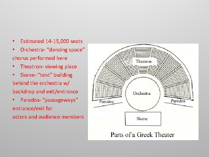  • Estimated 14 -15, 000 seats • Orchestra- “dancing space” chorus performed here