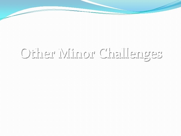 Other Minor Challenges 