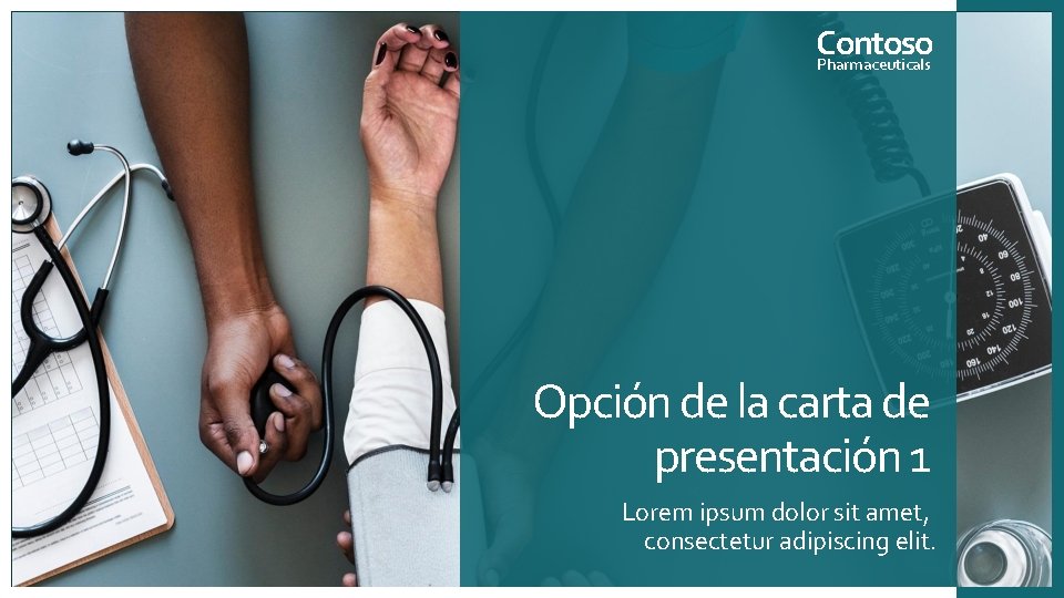 Contoso Pharmaceuticals Opción de la carta de presentación 1 Lorem ipsum dolor sit amet,