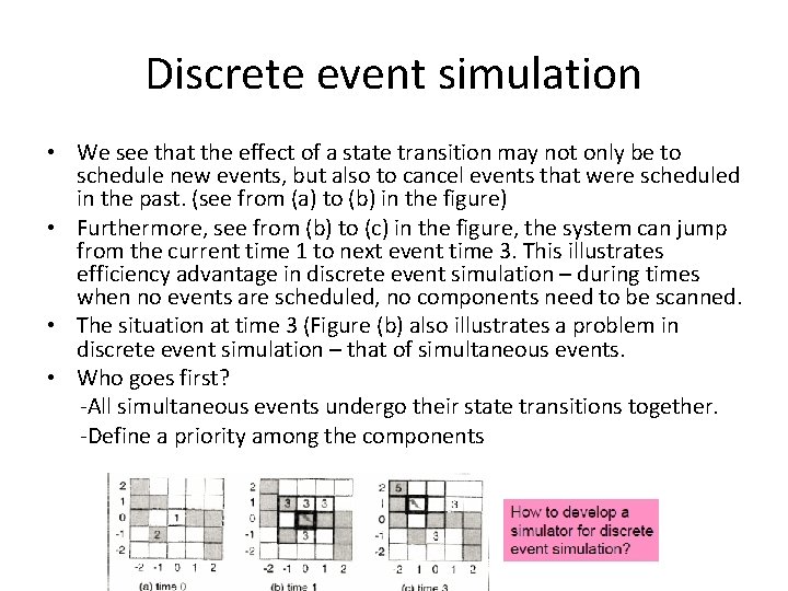 Discrete event simulation • We see that the effect of a state transition may