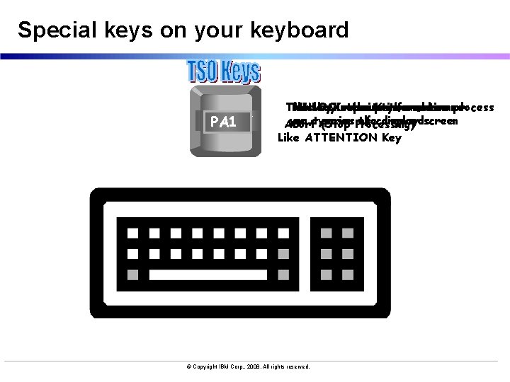 Special keys on your keyboard ENTER ATT RESET PF# PA 1 This key interrupts