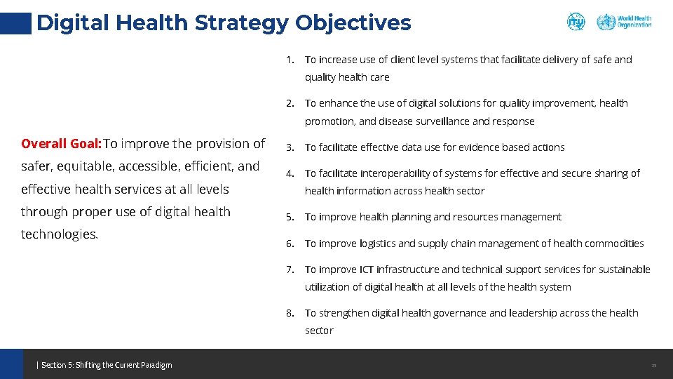 Digital Health Strategy Objectives 1. To increase use of client level systems that facilitate Digital Health Strategy Objectives 1. To increase use of client level systems that facilitate