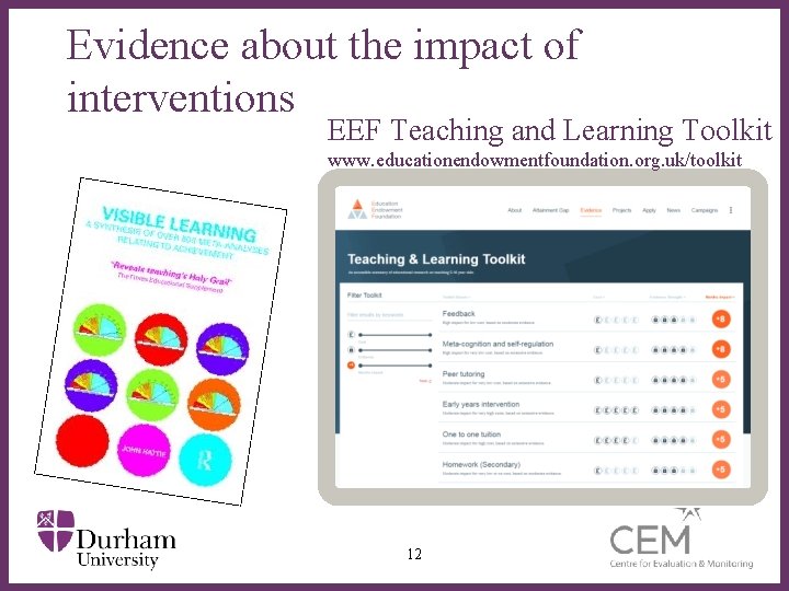 Evidence about the impact of interventions EEF Teaching and Learning Toolkit www. educationendowmentfoundation. org.