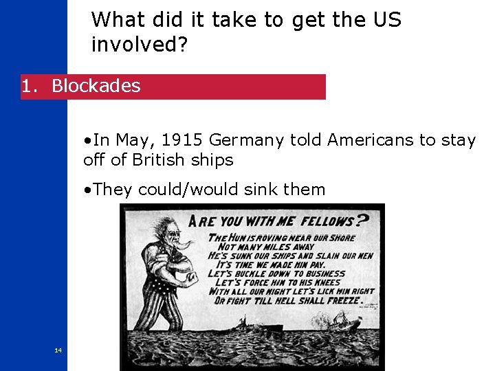 What did it take to get the US involved? 1. Blockades • In May,