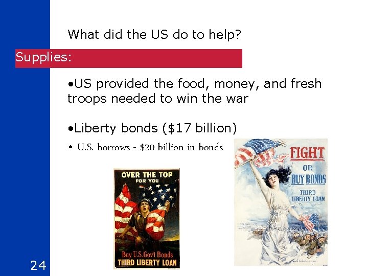 What did the US do to help? Supplies: • US provided the food, money,