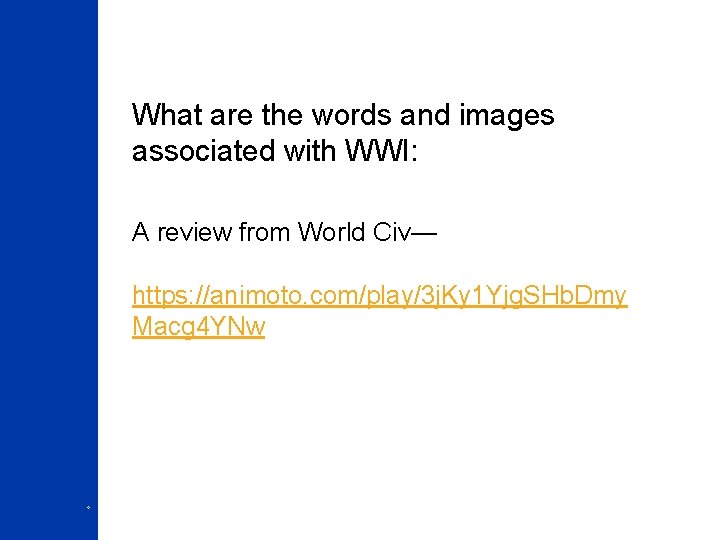 What are the words and images associated with WWI: A review from World Civ—