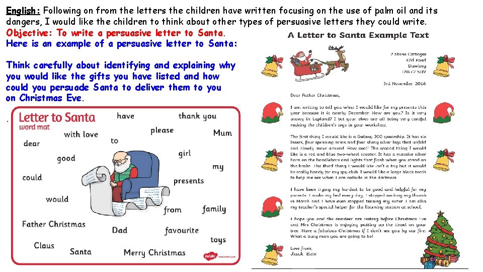 English: Following on from the letters the children have written focusing on the use