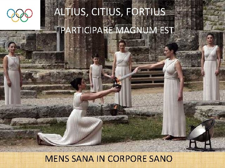 ALTIUS, CITIUS, FORTIUS PARTICIPARE MAGNUM EST MENS SANA IN CORPORE SANO 