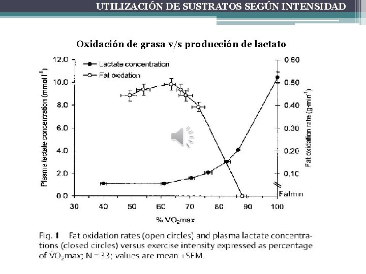 UTILIZACIÓN DE SUSTRATOS SEGÚN INTENSIDAD Oxidación de grasa v/s producción de lactato 