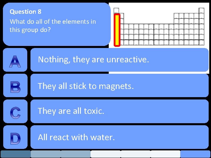 Question 8 What do all of the elements in this group do? Nothing, they