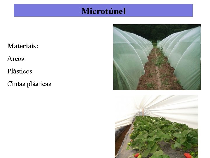Microtúnel Materiais: Arcos Plásticos Cintas plásticas 