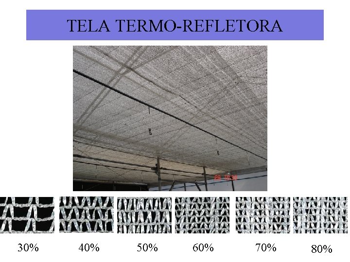 TELA TERMO-REFLETORA 30% 40% 50% 60% 70% 80% 