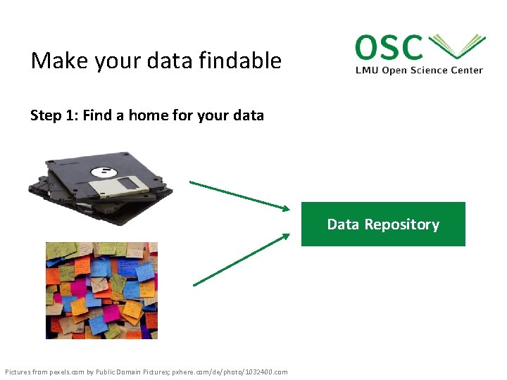 Make your data findable Step 1: Find a home for your data Data Repository