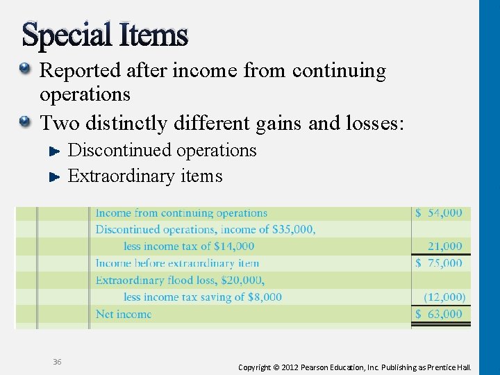 Special Items Reported after income from continuing operations Two distinctly different gains and losses: