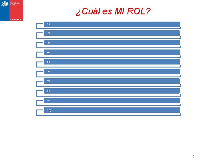 ¿Cuál es MI ROL? 1) 2) 3) 4) 5) 6) 7) 8) 9) 10)
