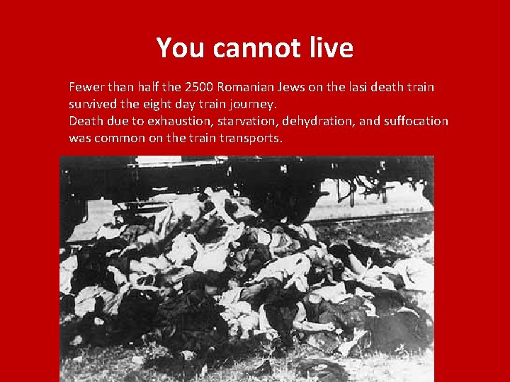 You cannot live Fewer than half the 2500 Romanian Jews on the lasi death