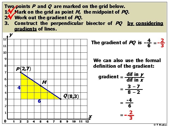 Two points P and Q are marked on the grid below. 1. Mark on Two points P and Q are marked on the grid below. 1. Mark on