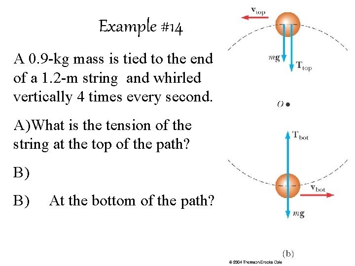 Example #14 A 0. 9 -kg mass is tied to the end of a