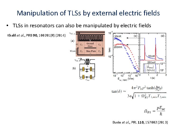 Manipulation of TLSs by external electric fields • TLSs in resonators can also be Manipulation of TLSs by external electric fields • TLSs in resonators can also be