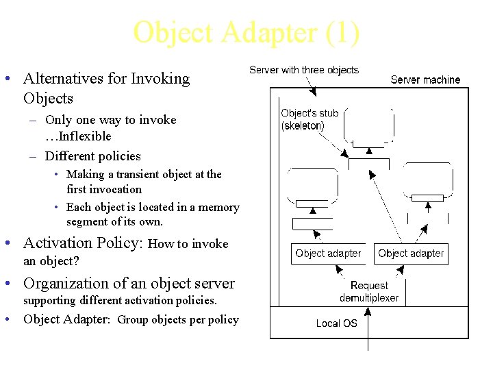 Object Adapter (1) • Alternatives for Invoking Objects – Only one way to invoke