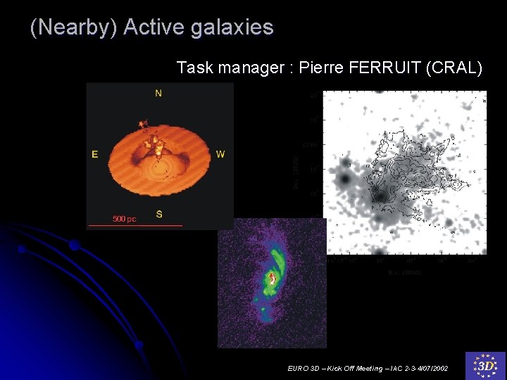 (Nearby) Active galaxies Task manager : Pierre FERRUIT (CRAL) EURO 3 D – Kick