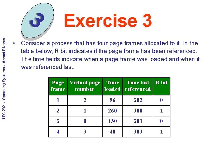 ITEC 202 - Operating Systems - Ahmet Rizaner 3 Exercise 3 • Consider a