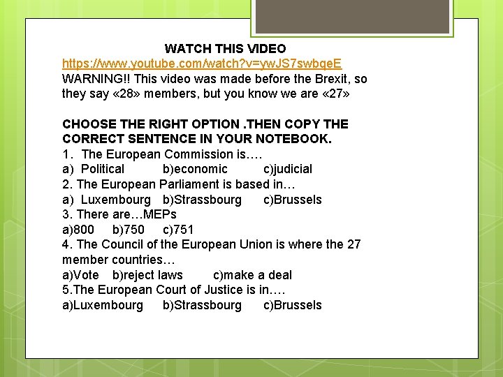 WATCH THIS VIDEO https: //www. youtube. com/watch? v=yw. JS 7 swbqe. E WARNING!! This