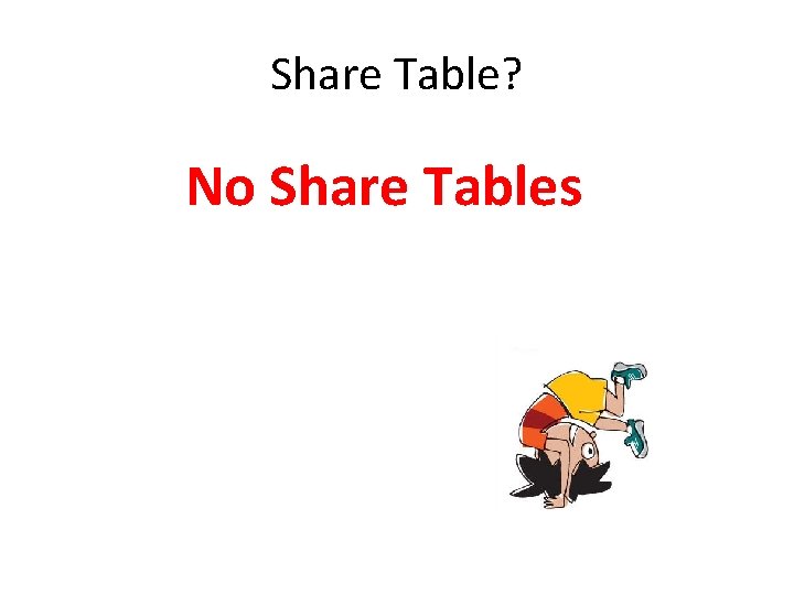 Share Table? No Share Tables Share Table? No Share Tables