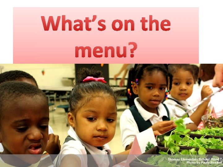 What’s on the menu? What’s on the menu?