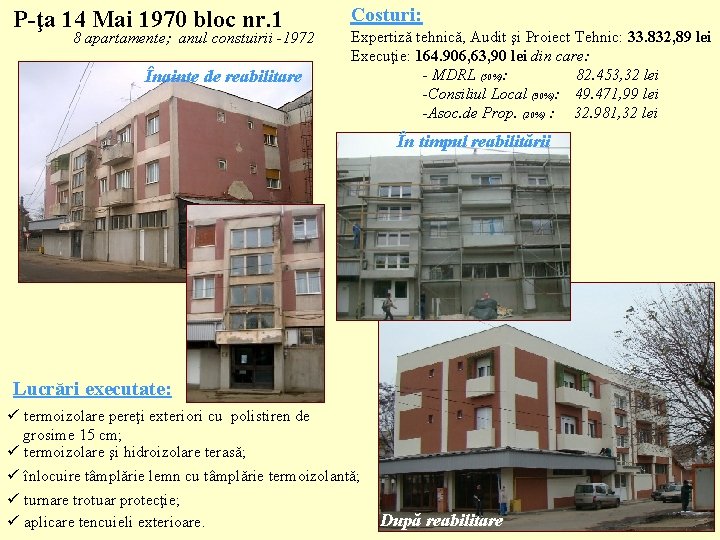 P-ţa 14 Mai 1970 bloc nr. 1 8 apartamente; anul constuirii -1972 Înainte de