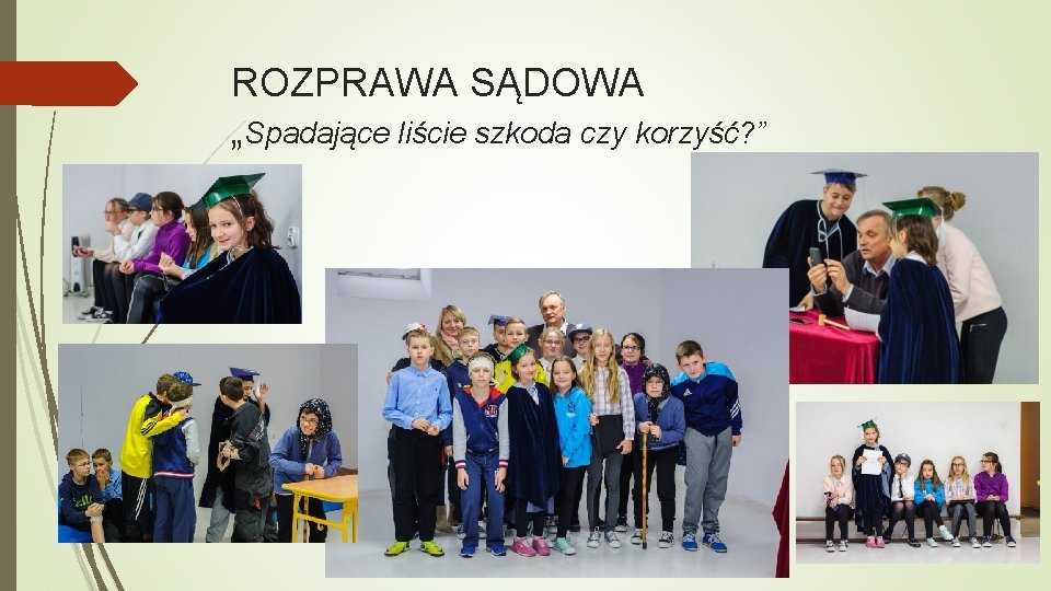 ROZPRAWA SĄDOWA „Spadające liście szkoda czy korzyść? ” 