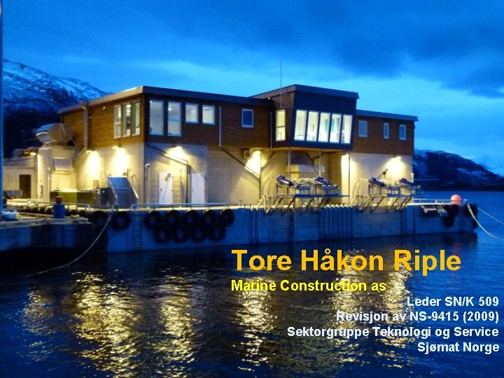 Tore Håkon Riple Marine Construction as Leder SN/K 509 Revisjon av NS-9415 (2009) Sektorgruppe