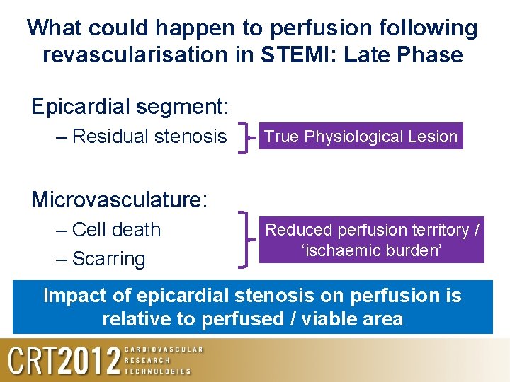 What could happen to perfusion following revascularisation in STEMI: Late Phase Epicardial segment: –