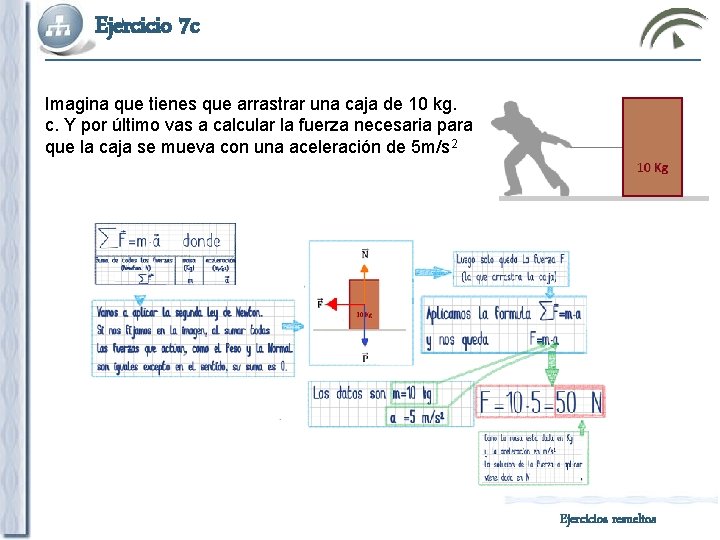 Ejercicio 7 c Imagina que tienes que arrastrar una caja de 10 kg. c.