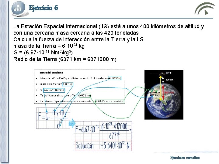 Ejercicio 6 La Estación Espacial Internacional (IIS) está a unos 400 kilómetros de altitud