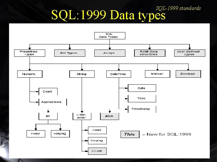 SQL-1999 standards SQL: 1999 Data types NCST 2001 8 