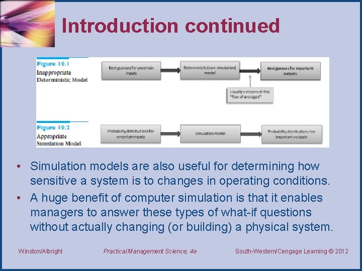 Introduction continued • Simulation models are also useful for determining how sensitive a system