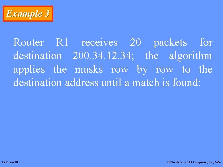 Example 3 Router R 1 receives 20 packets for destination 200. 34. 12. 34;