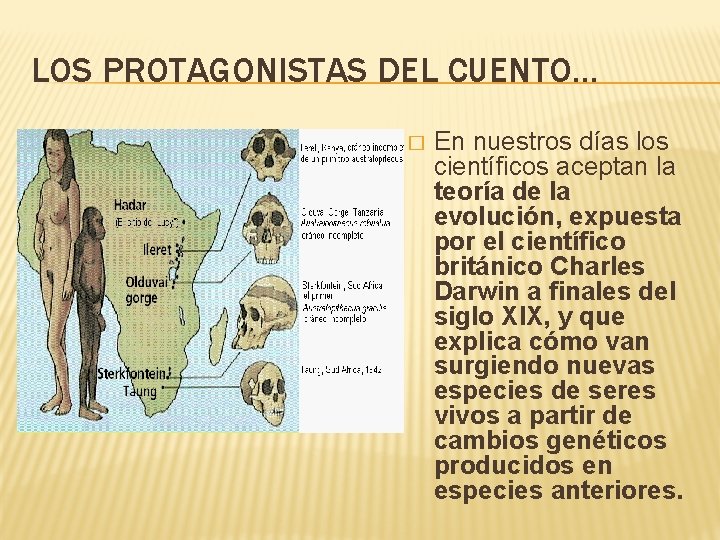 LOS PROTAGONISTAS DEL CUENTO… � En nuestros días los científicos aceptan la teoría de