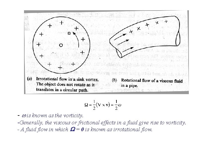 - w is known as the vorticity. -Generally, the viscous or frictional effects in