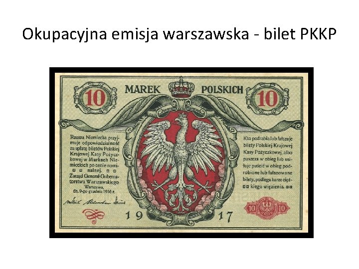 Okupacyjna emisja warszawska - bilet PKKP 