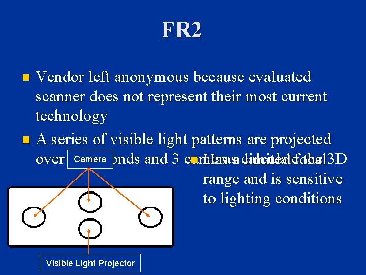 FR 2 Vendor left anonymous because evaluated scanner does not represent their most current FR 2 Vendor left anonymous because evaluated scanner does not represent their most current