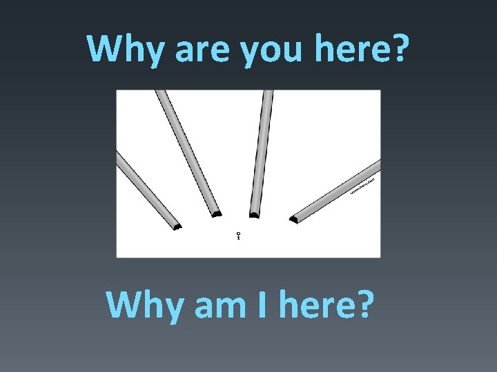 Why are you here? Why am I here? Why are you here? Why am I here?