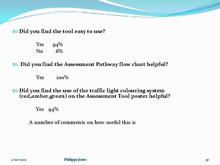 Did you find the tool easy to use? Yes 94% No 6% Did Did you find the tool easy to use? Yes 94% No 6% Did