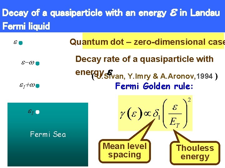 Decay of a quasiparticle with an energy Fermi liquid in Landau Quantum dot – Decay of a quasiparticle with an energy Fermi liquid in Landau Quantum dot –